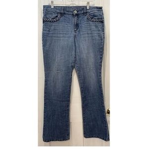 Style & CO Denim Boot Leg Blue Jeans With Braided Pockets Size 12